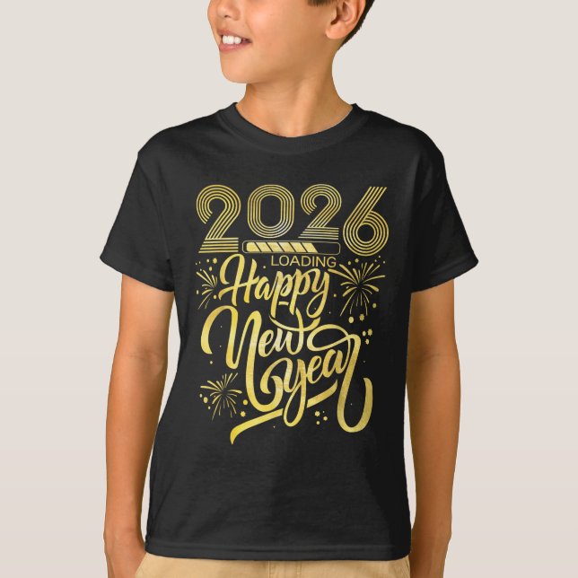 Gott nytt år 2026 Fireworks-inläsning T Shirt (Framsida)