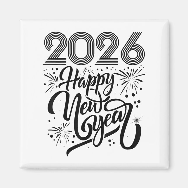 Gott nytt år 2026 Fireworks Magnet (Framsidan)