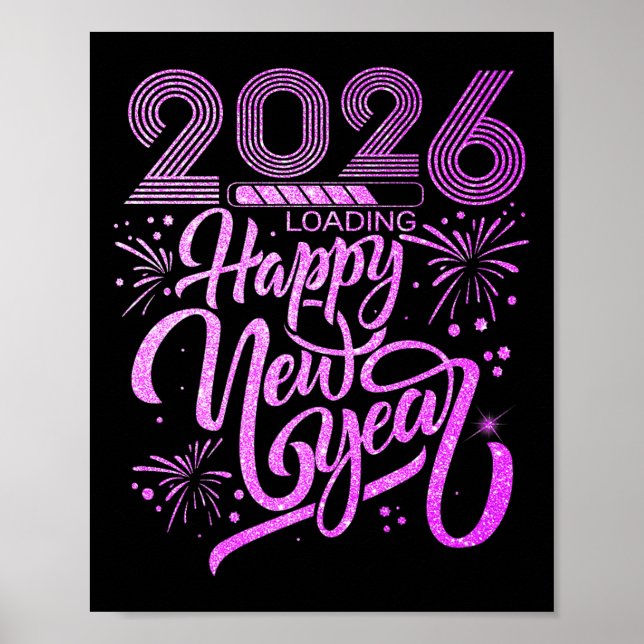 Gott nytt år 2026 Fireworks Party Premium Poster (Framsidan)