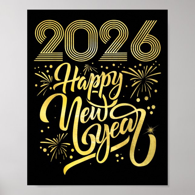 Gott nytt år 2026 Fireworks Poster (Framsidan)
