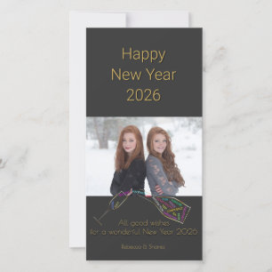Gott nytt år 2026 Flaskfärg Motivation Foto Julkort