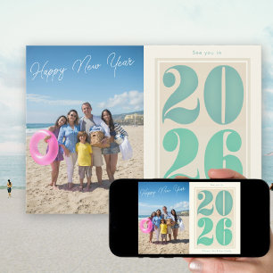 Gott nytt år 2026 Fotokort Fet typografi Julkort