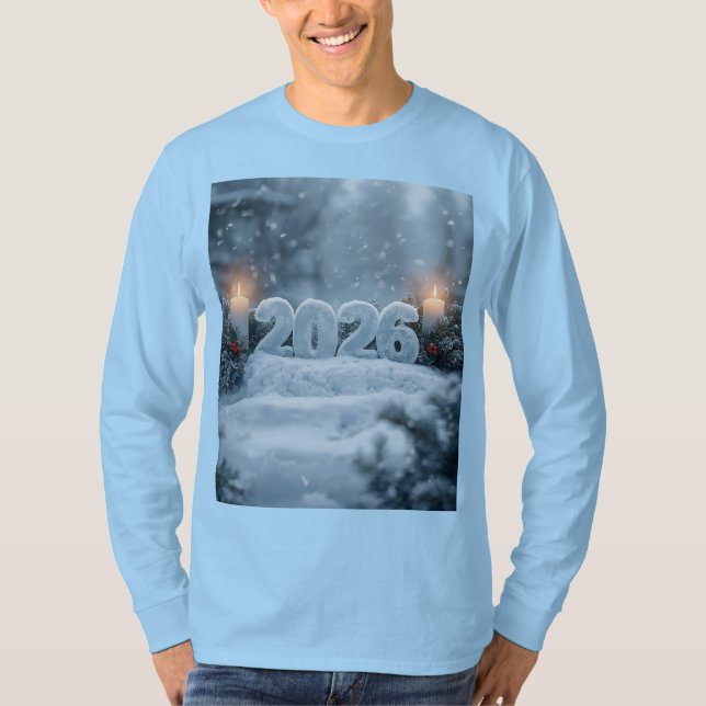 gott nytt år 2026 frostig vinter långärmad t shirt (Framsida)