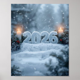 gott nytt år 2026 frostig vinteraffisch poster