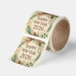 gott nytt år 2026 grön blad klistermärke rulle