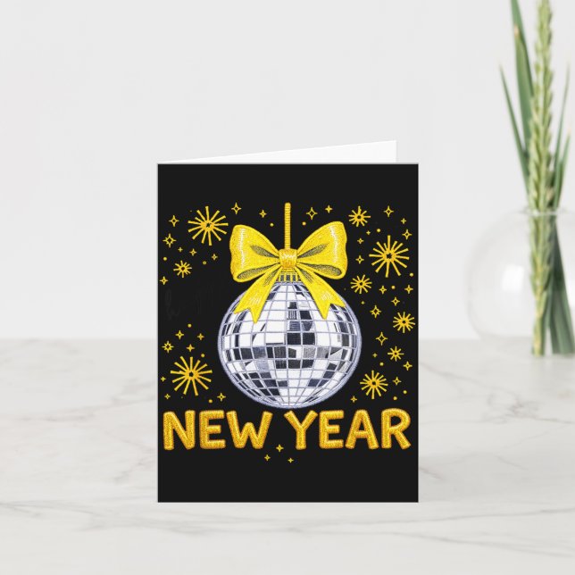 Gott nytt år 2026 Guld Disco Boll Slinga Nytt År Kort (Framsida)