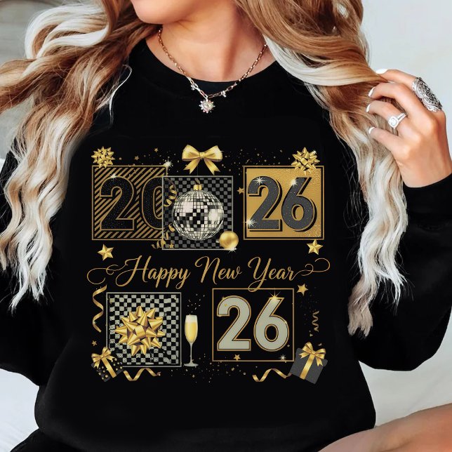 Gott nytt år 2026 Guld Glitter Firande T Shirt (Skapare uppladdad)