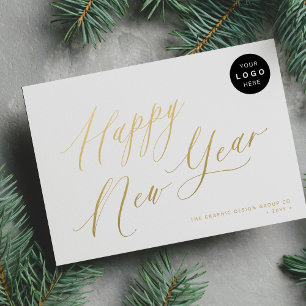 Gott nytt år 2026, guld-manusaffärens LOGOTYP Julkort