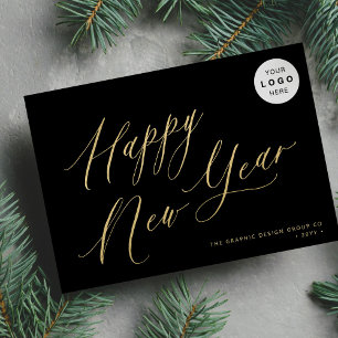 Gott nytt år 2026, guld-manusaffärens LOGOTYP Julkort