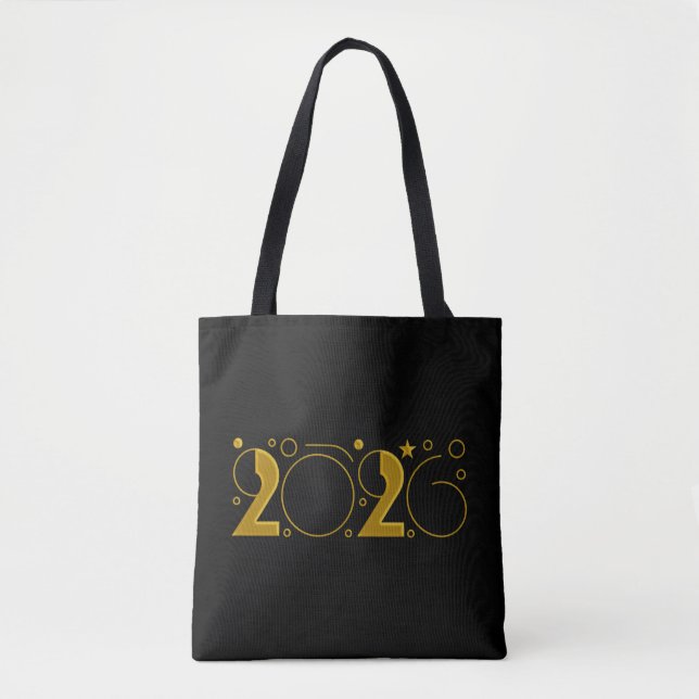 Gott nytt år 2026 guld tygkasse (Framsida)