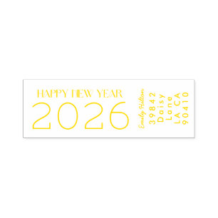 Gott nytt år 2026 GULTEN Adress Självfärgande Stämpel
