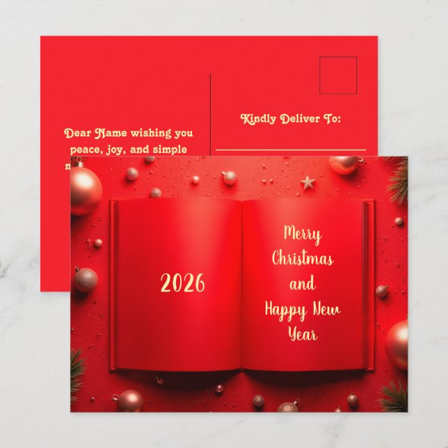 Gott nytt år 2026 helg vykort (Fram/baksida)