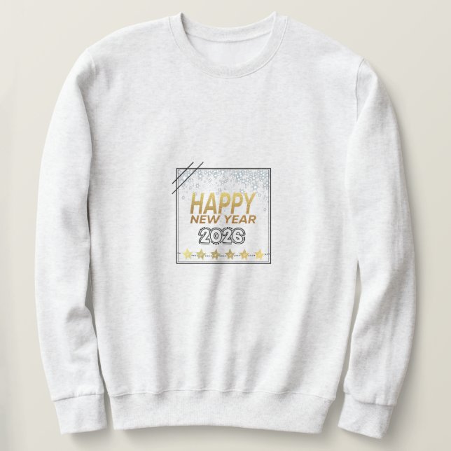 Gott nytt år 2026-hoodie – Gnistrande guld Lång Ärmad Tröja (Design framsida)
