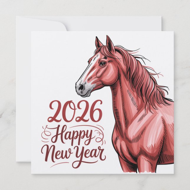 Gott nytt år 2026 Julkort – Kinesiska Zodiaken (Framsida)