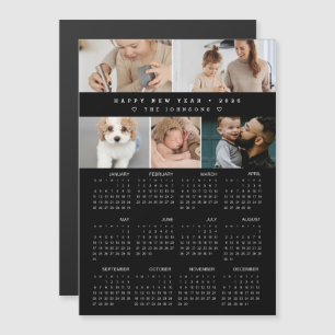 Gott nytt år 2026 Kalender Foto Collage svart