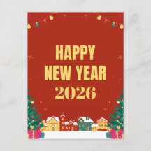 Gott nytt år 2026-kort för vykort