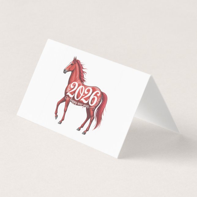 Gott nytt år 2026-kortets röda häftillustration kort (Framsida)