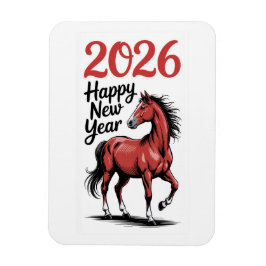 Gott nytt år 2026-kortets röda häftillustration magnet