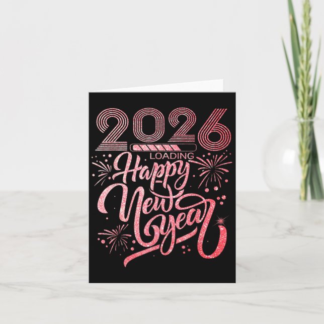 Gott nytt år 2026 Laddar fyrverkerier Party  Kort (Framsida)