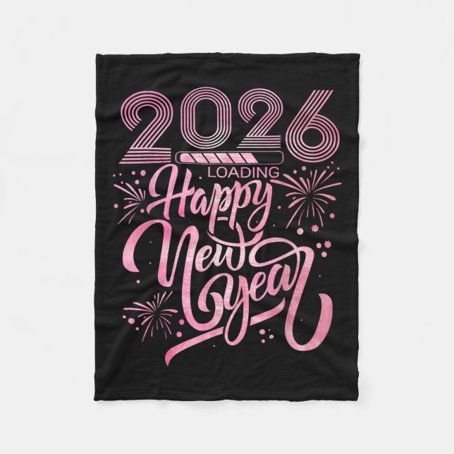 Gott nytt år 2026 Läser in Fireworks Fleecefilt (Framsidan)