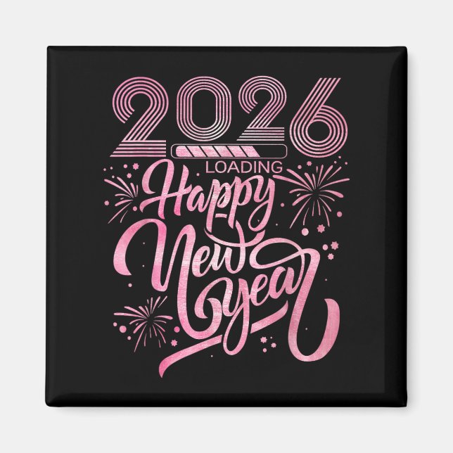 Gott nytt år 2026 Läser in Fireworks Magnet (Framsidan)