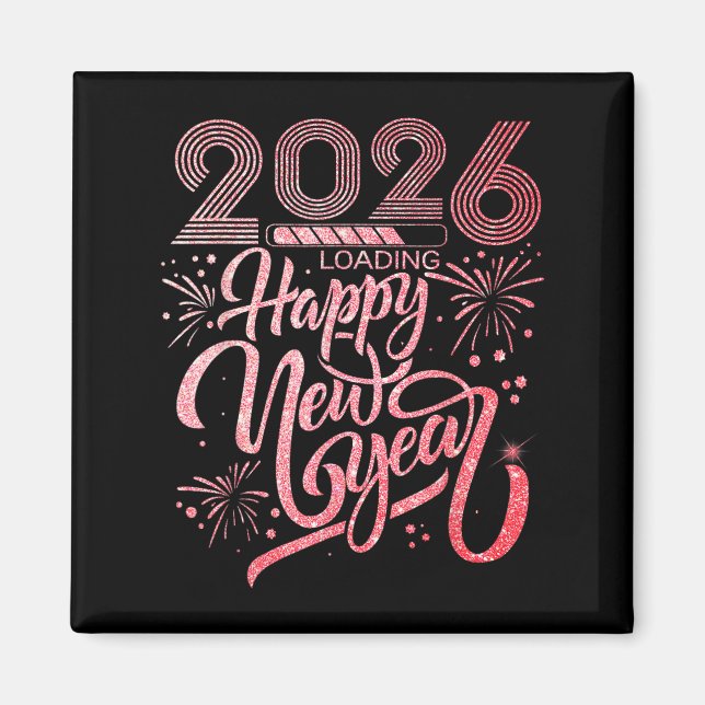 Gott nytt år 2026 Läser in Fireworks Party Magnet (Framsidan)
