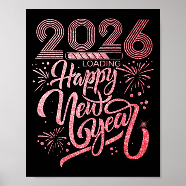 Gott nytt år 2026 Läser in Fireworks Party Poster (Framsidan)