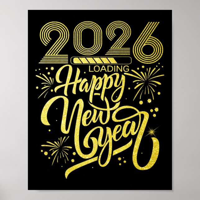 Gott nytt år 2026 Läser in Nyårsafton Party Pr Poster (Framsidan)
