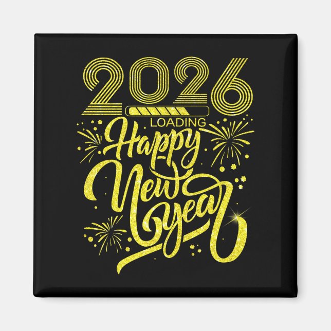 Gott nytt år 2026 Loading Fireworks Party Premiu Magnet (Framsidan)