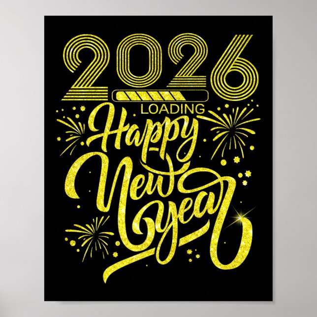 Gott nytt år 2026 Loading Fireworks Party Premiu Poster (Framsidan)