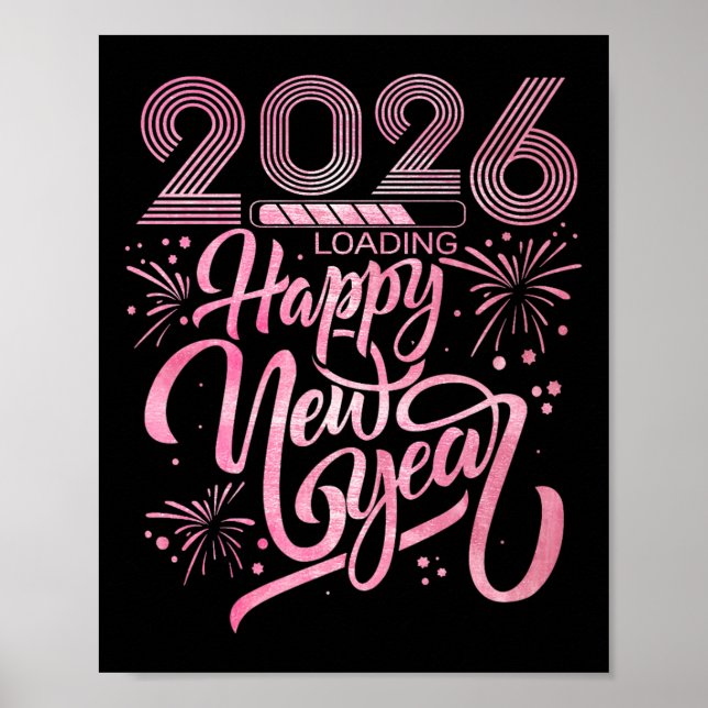 Gott nytt år 2026 Loading Fireworks Premium Poster (Framsidan)