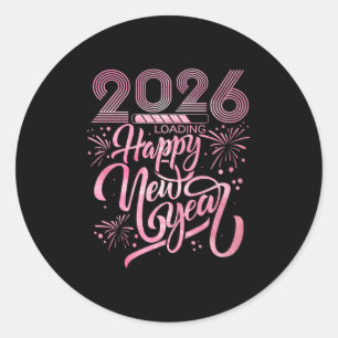 Gott nytt år 2026 Loading Fireworks Premium Runt Klistermärke