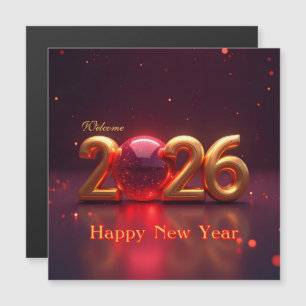 Gott nytt år 2026 magnetisk inbjudningskort