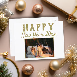 Gott nytt år 2026 manus hund foto semester  helg vykort