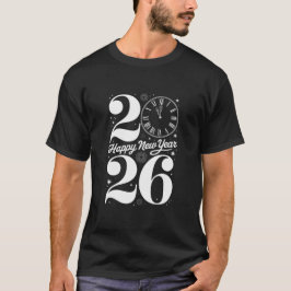 Gott nytt år 2026 Midnattsklocka Nedräkning T Shirt