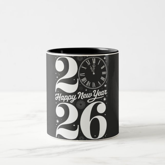 Gott nytt år 2026 Midnattsklocka Nedräkning Två-Tonad Mugg (Center)