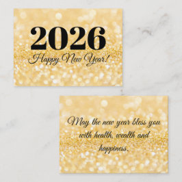 gott nytt år 2026: minimalistisk guld glitter anteckningskort