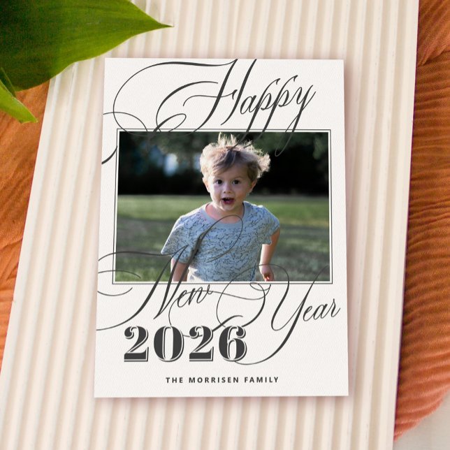 Gott nytt år 2026 modern elegant foto julkort (Skapare uppladdad)