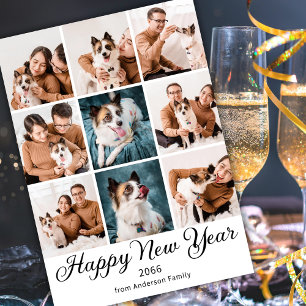 Gott nytt år 2026 Modern familjefotocollage Julkort