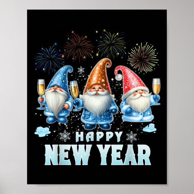 Gott nytt år 2026 Nya år för familjen Gnomes Party Poster (Framsidan)