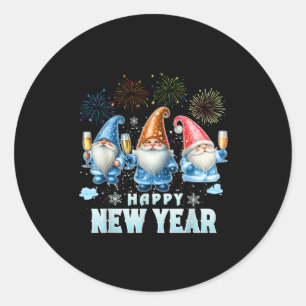 Gott nytt år 2026 Nya år för familjen Gnomes Party Runt Klistermärke