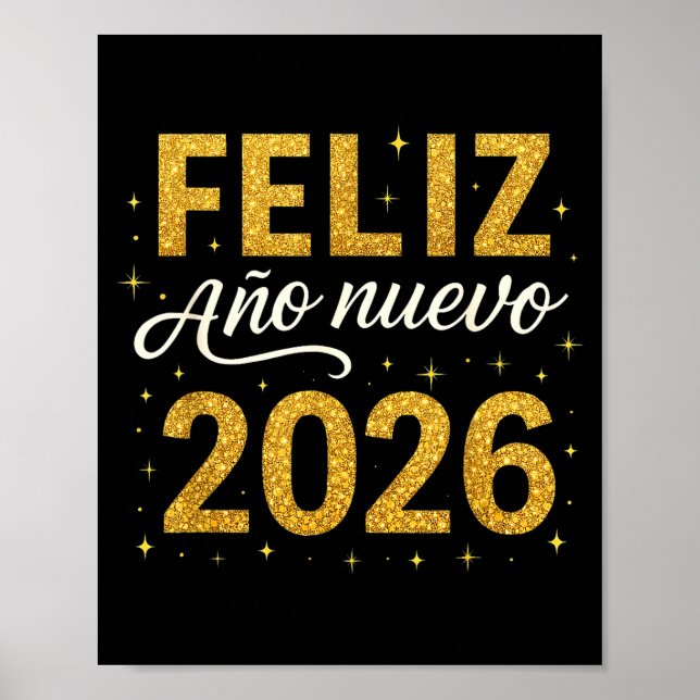 Gott nytt år 2026 Nyårs spansk Fiesta eldar Poster (Framsidan)