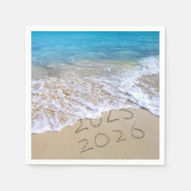 Gott nytt år 2026 Ocean Beach Pappersservett (Framsidan)