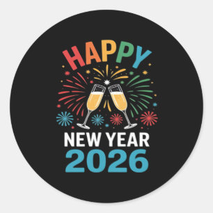 Gott nytt år 2026 Party Rolig nyårsafton 2026 Runt Klistermärke