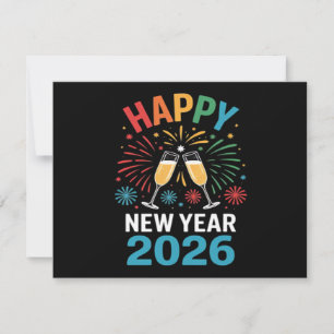 Gott nytt år 2026 Party Roligt nyårsafton 2026 Julkort