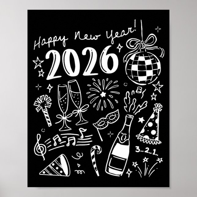 Gott nytt år 2026 rolig båge  poster (Framsidan)