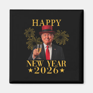 Gott nytt år 2026 Roligt President Trump Fyrverker Magnet