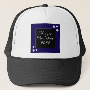 Gott nytt år 2026 Silverstjärnor Svart och Blå Keps