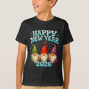 Gott nytt år 2026 Söt Gnome-festpresent T Shirt