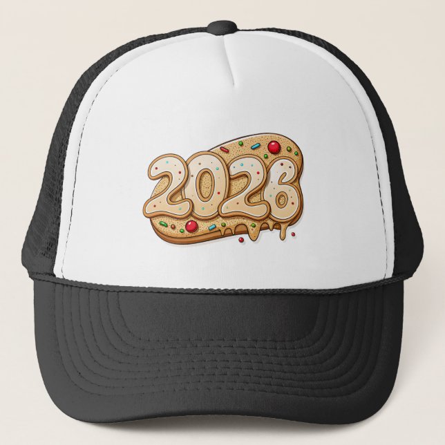 Gott nytt år 2026 Sött-inspirerat Guld Lock-Cap  Keps (Framsida)